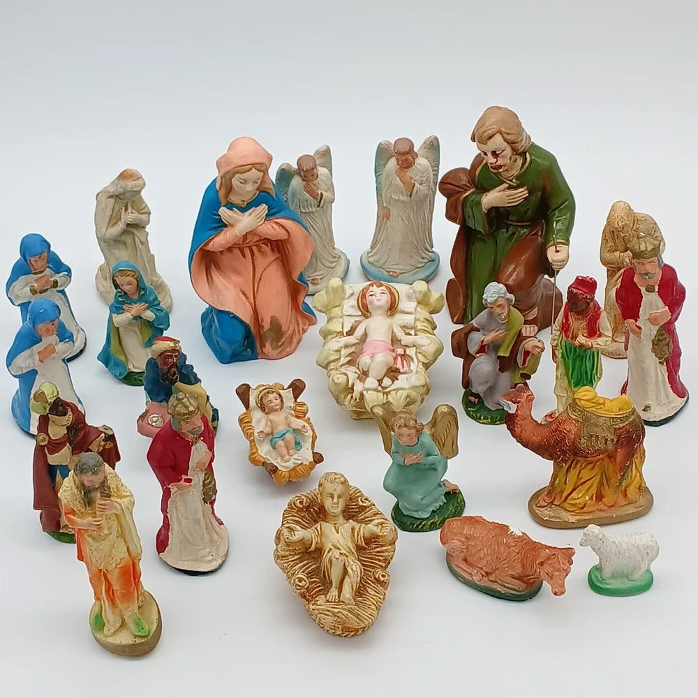 Vintage Nativity Lot of 22: Hand painted, Ceramic, Chalkware, Italy, Japan